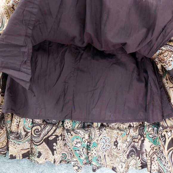 Reba Skirt Womens Small Brown Paisley Sequin Maxi Boho Lined Tiered Cotton - Picture 7 of 11